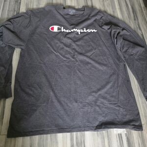 Champion Men's Dark Gray Long Sleeve Tee